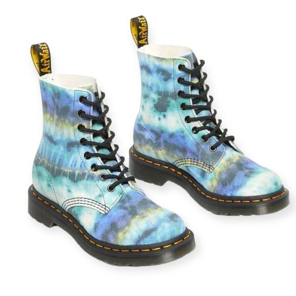 Dr. Martens Shoes - Dr. Martens Blue Tie-Dye Combat Boots